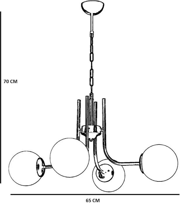 Llambë tavani Opviq, 8780-4, trup metalik, ngjyrë e zezë dhe e bardhë, 65x70cm