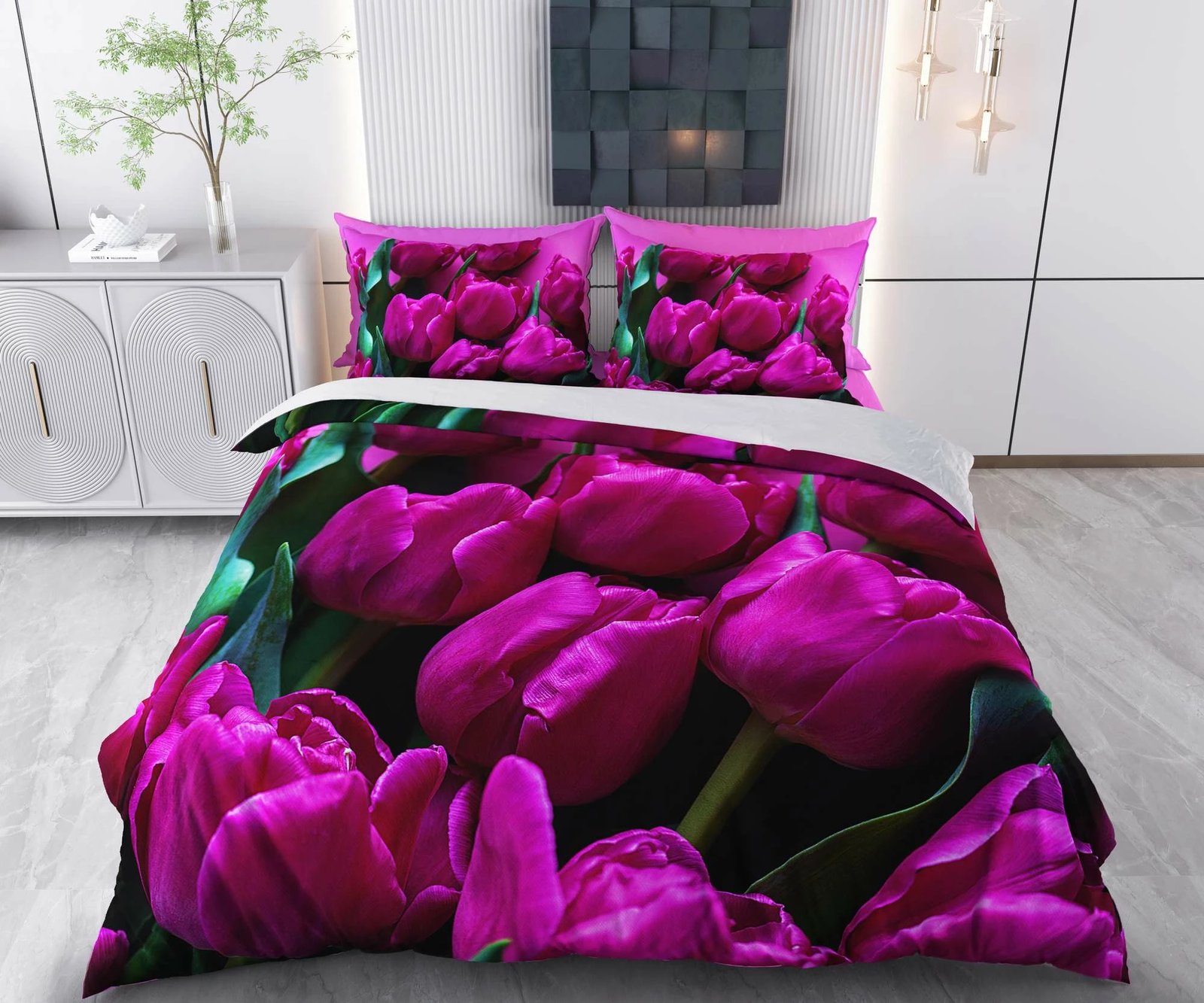 Set mbulesë jorgani njësh, L'Essentiel Linge de Maison, ngjyrë vjollcë dhe e gjelbër, Seren