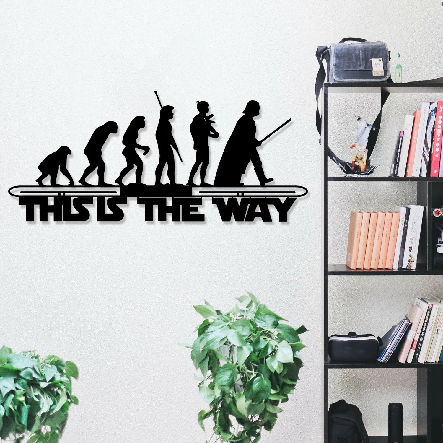 Aksesor dekorativ metalik për mur Wallity, Evrim, ngjyrë e zezë, 69x30cm