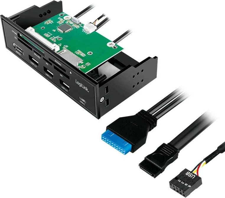 Panel multifunksional 5.25" LogiLink UA0341 me lexues kartash, 3x USB 3.0, USB-C, eSATA, i zi