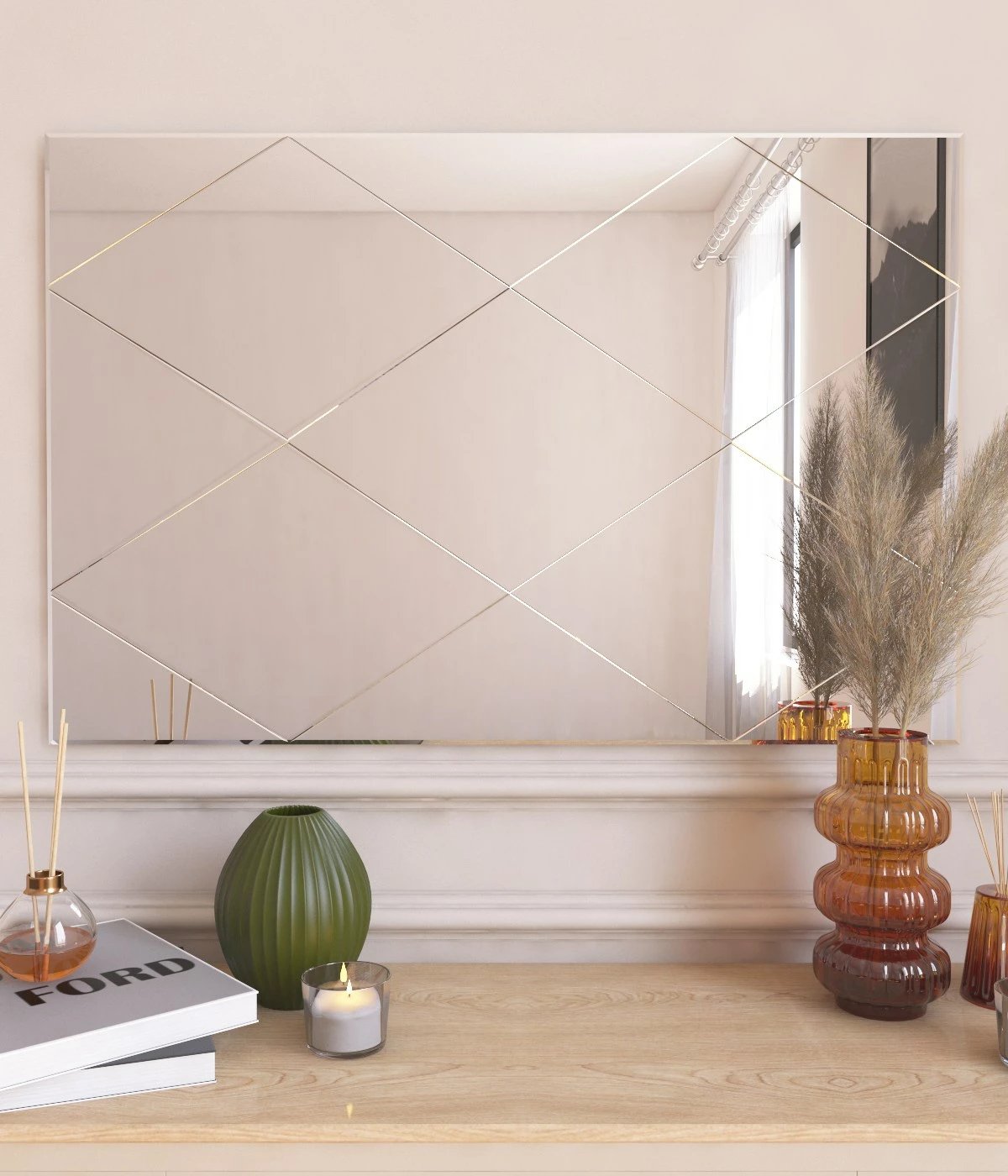 Pasqyrë dekorative Skye, model Vocal, e bardhë