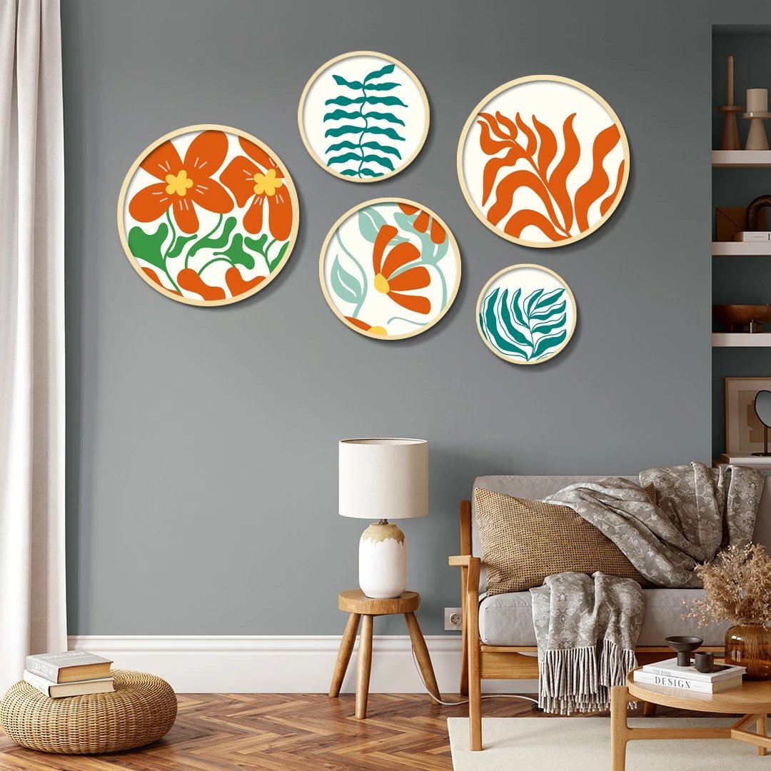 Set pikturash dekorative me kornizë MDF (5 copë), Wallity, Yats-01