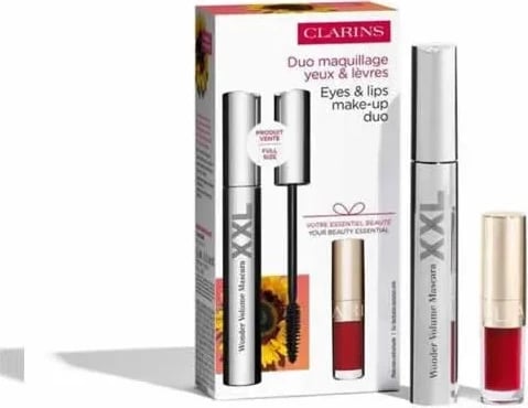 Set maskare dhe buzëkuqi Clarins Wonder Volume Mascara XXL, uniseks, 2 copë