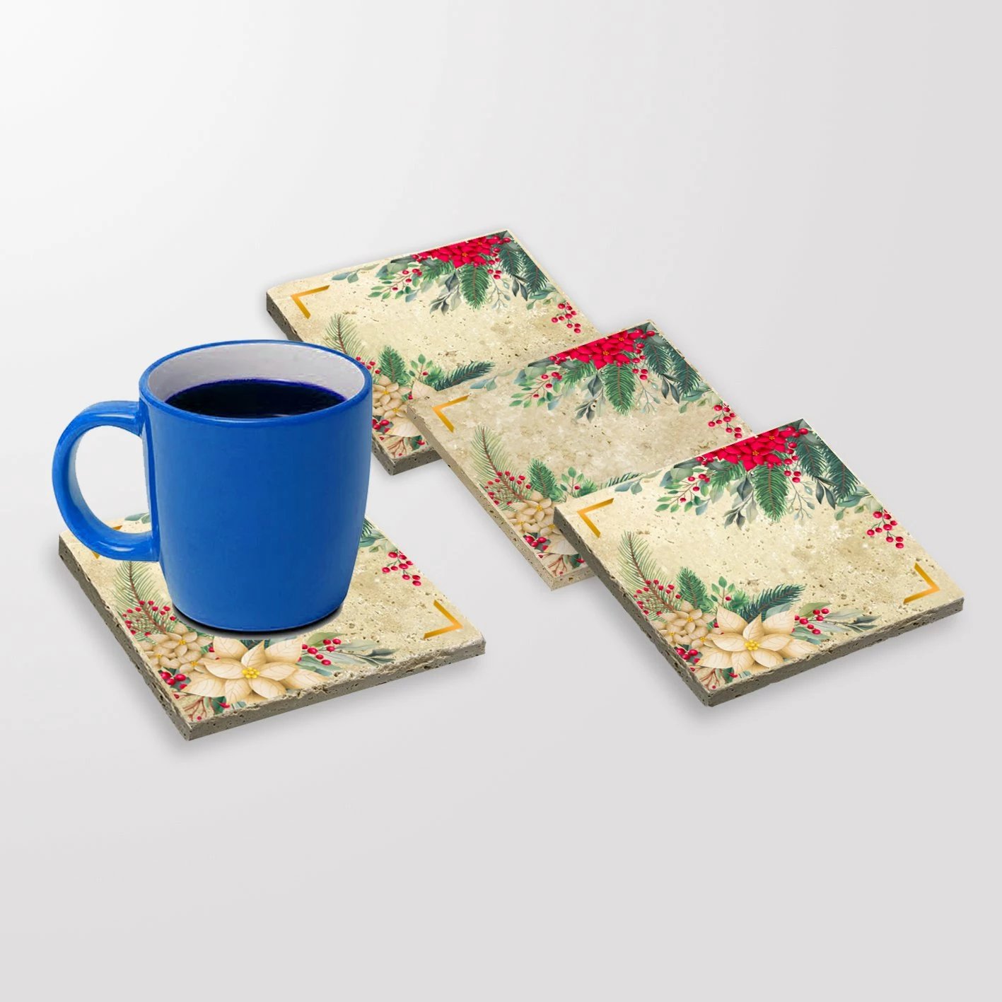 Set nën gotash prej guri natyral, shumëngjyrëshe, Hermia, TBA2009, 4 copë