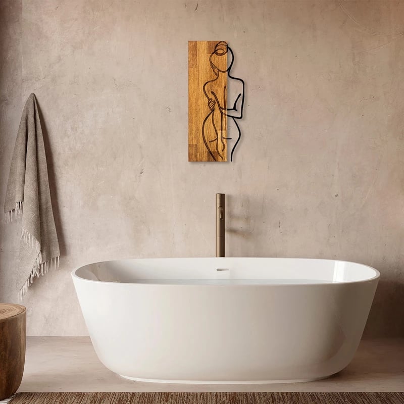 Dekor muri Kelesipo, dru pishe natyrale, metal i zi, 27x3x58cm