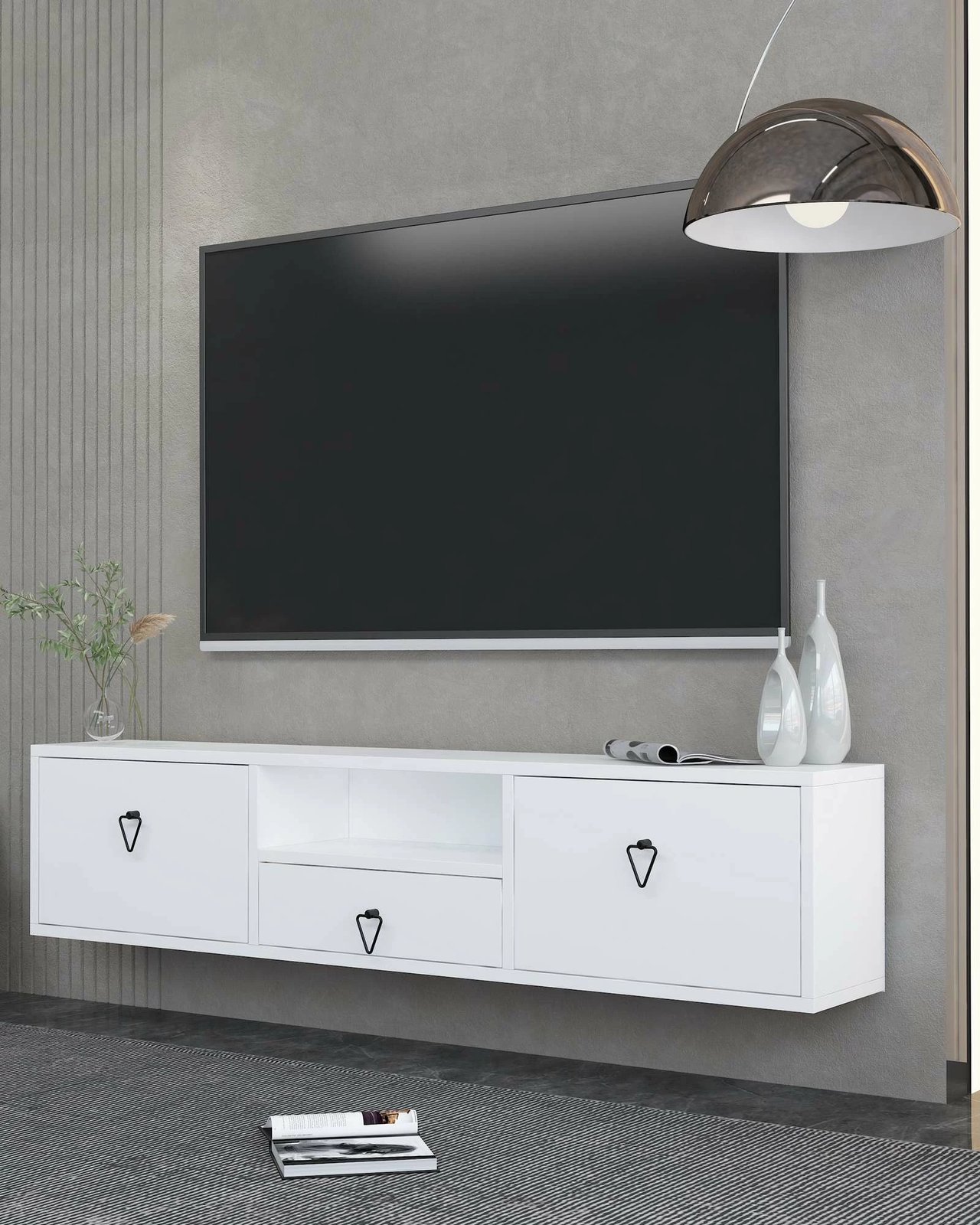 Komodë TV Skye Decor, e bardhë dhe e zezë, 1303-DROP-1