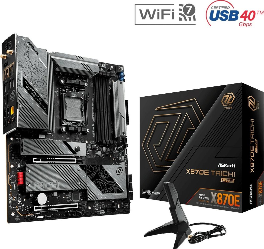 Pllakë amë ASRock X870E Taichi Lite, Socket AM5, 4x DDR5, E-ATX, e zezë