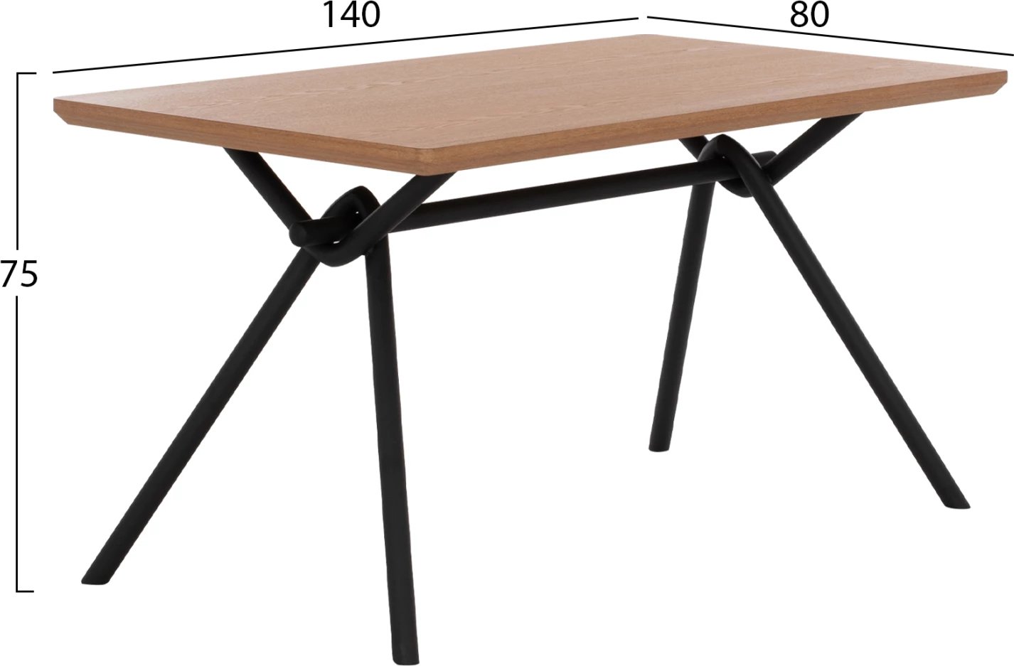 Tavolinë ngrënieje MANDY FH9302.01 sipërfaqe MDF me furnir druri lisi këmbë metalike 140x80x75H