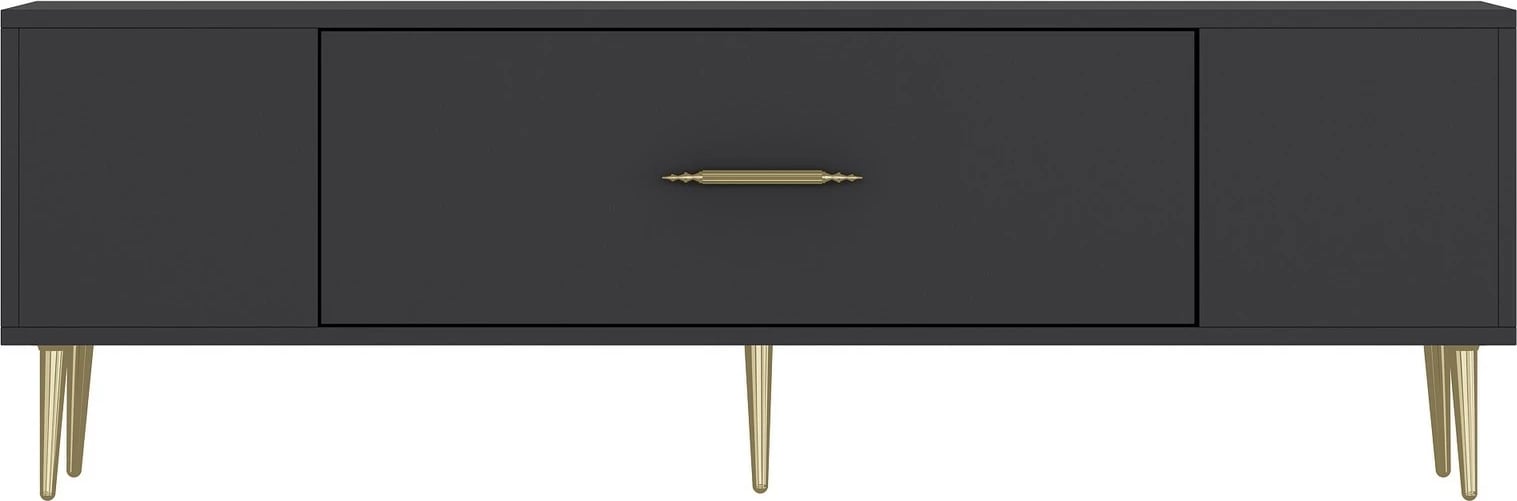 Komodë për TV, ngjyrë antracit dhe ari, Skye Decor