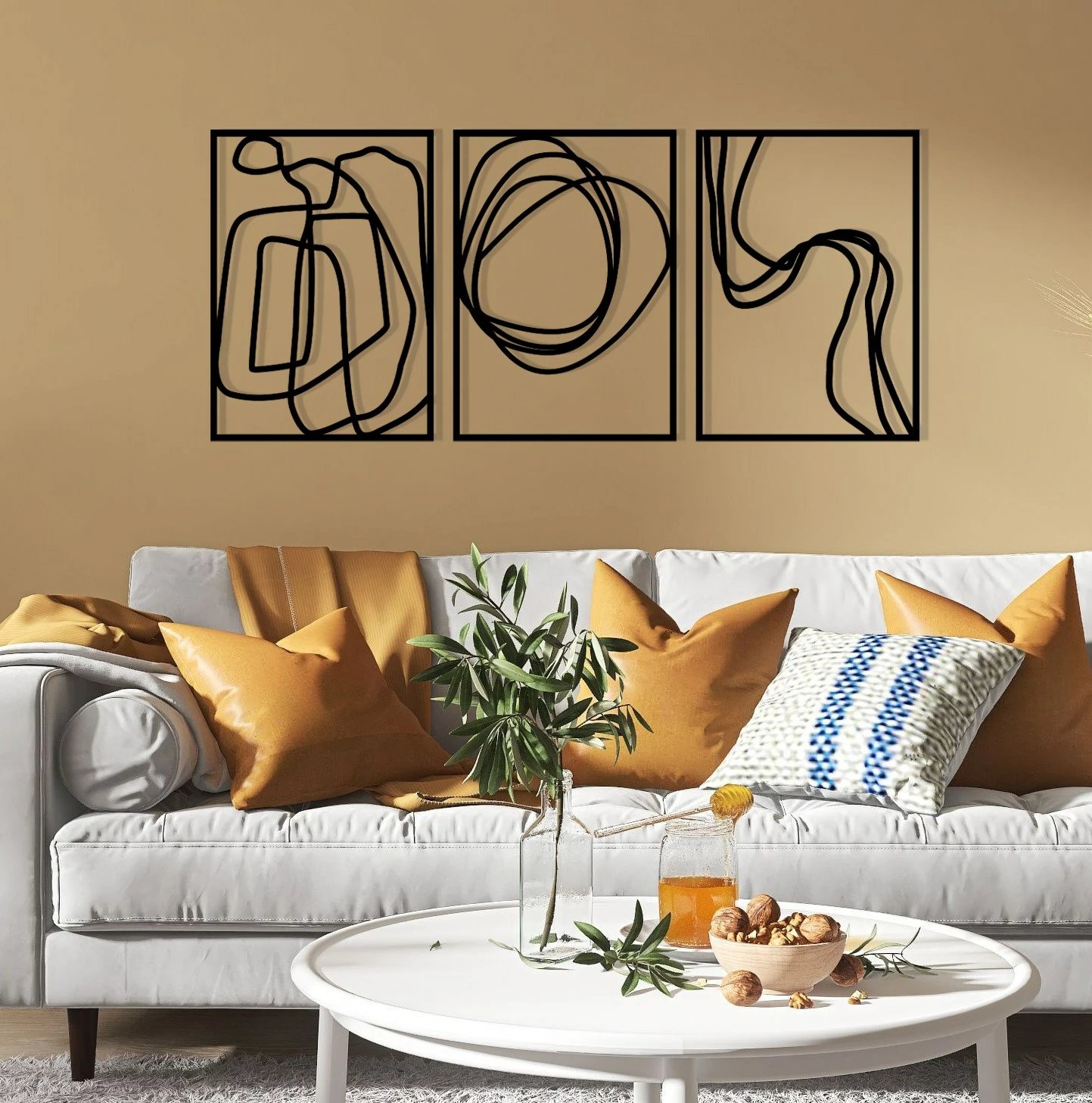 Aksesor dekorativ metalik për mur, Wallity Achermus, ngjyrë e zezë, 120x54cm