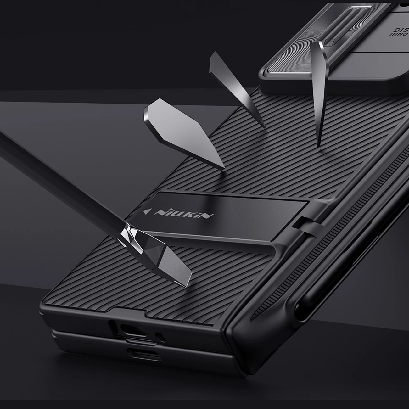 Mbështjellës Nillkin CamShield Fold Case për Samsung Galaxy Z Fold 6 5G me mbajtëse për stilolaps, e zezë