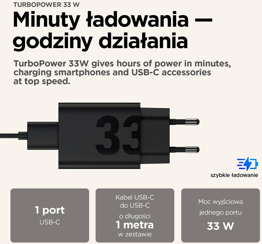 Karikues Motorola TurboPower 33W, universal, USB Type-C, i zi
