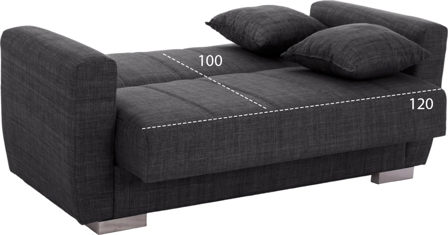 Divan 2-vendësh, shtrat, gri, FH3241.03, 150x84x88 cm