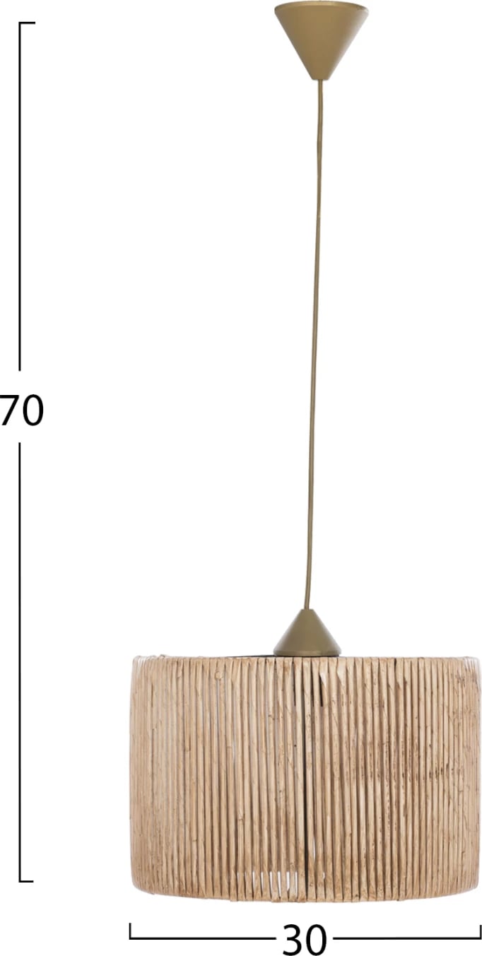 Llambë tavani boho, dru dhe bambu natyrale, FH7368, 30x30x70cm