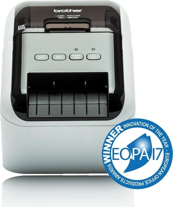 Printer etiketash Brother QL-800, 300x600 DPI, lidhje me kabllo, zi/gri Printer etiketash Brother QL-800, 300x600 DPI, lidhje me kabllo, zi/gri