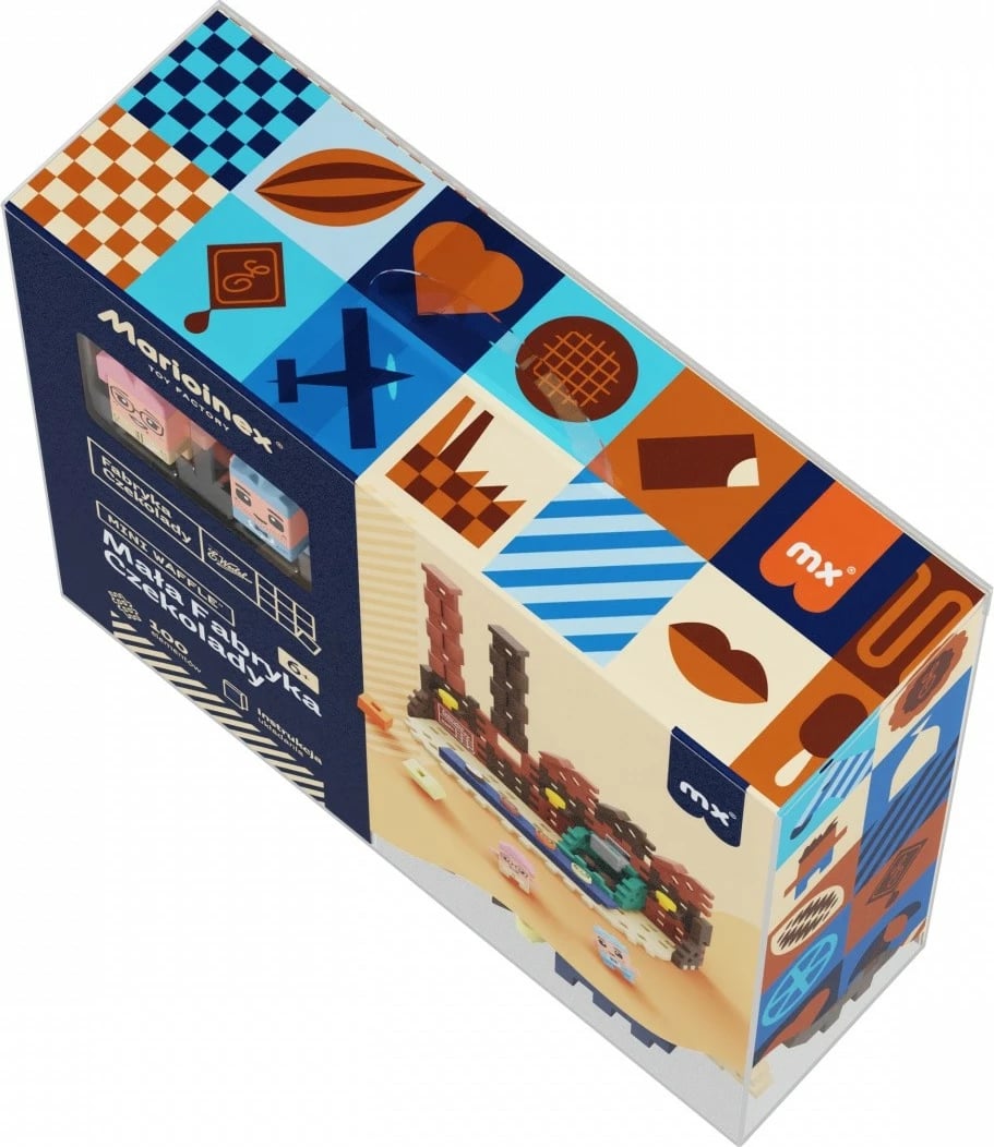 Set lodrash ndërtimi Marioinex Mini Waffle, 100 elemente, Fabrika e Çokollatës, shumëngjyrëshe