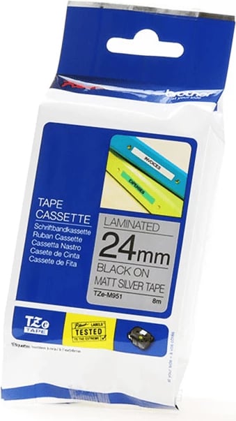 Kasetë etiketimi, Brother, TZe-M951, 24mm 8m, e zezë në argjend mat