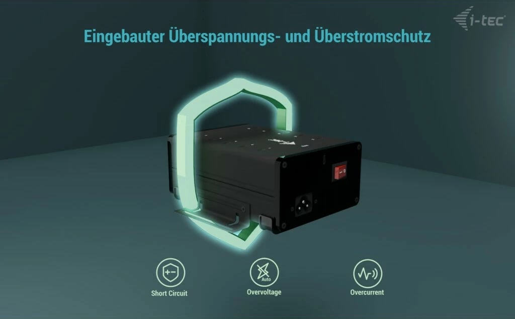 HUB USB-C I-Tec, 10 porta, 15W për portë, Plug & Play, i zi