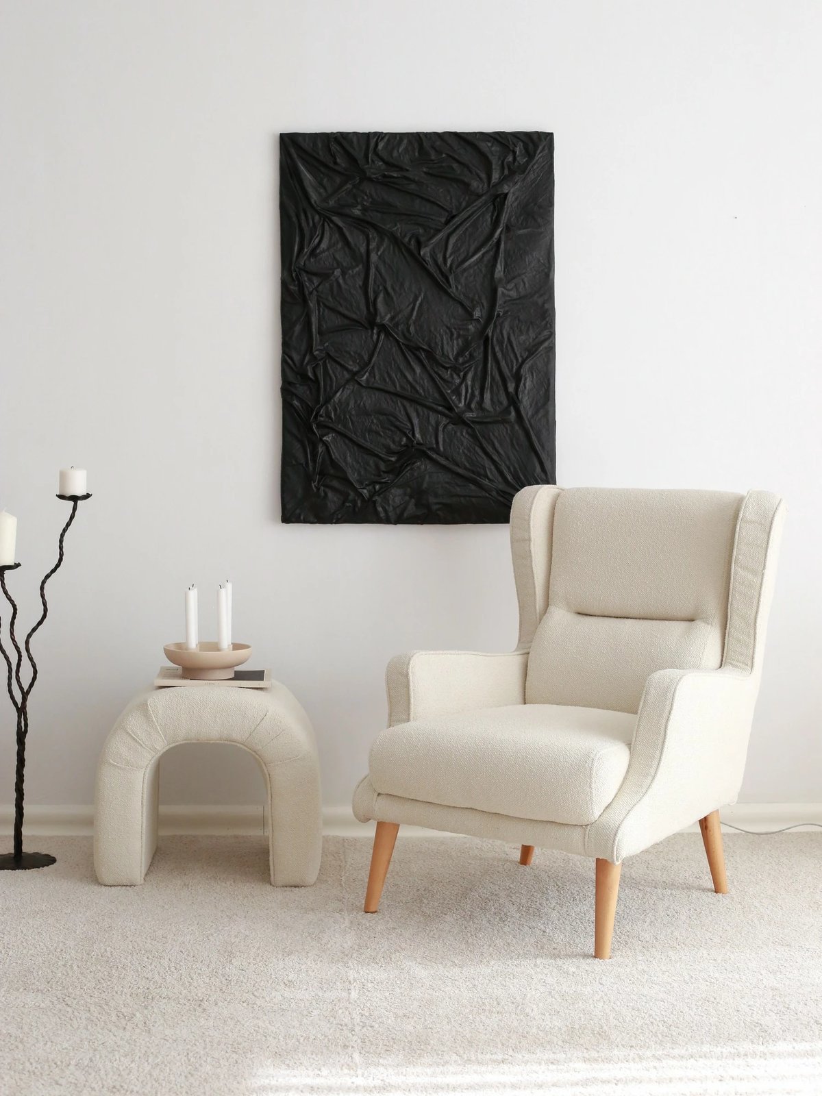 Karrige me krahë, Atelier del Sofa, ngjyrë krem, Klam