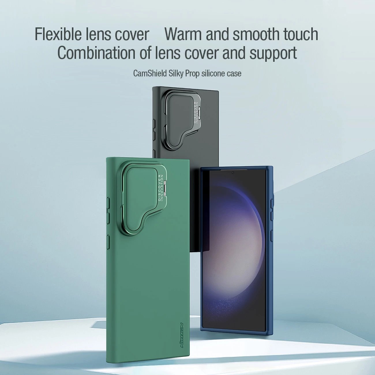 Mbështjellës silikon Nillkin CamShield Silky Prop për Samsung Galaxy S24 Ultra, i zi