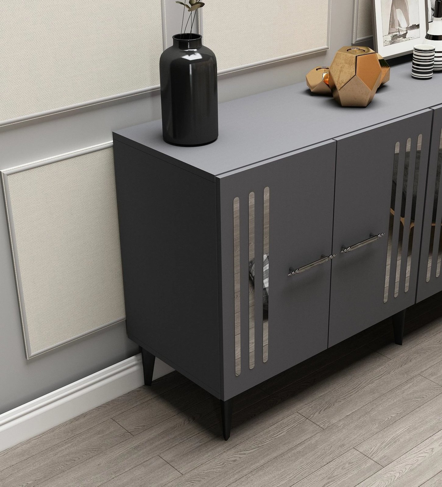 Konsol Skye Decor, anthracite, argjend