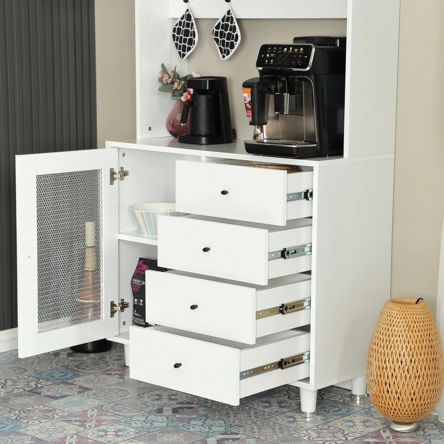 Dollap multifunksional Hanah Home, Grano 96, i bardhë