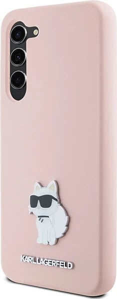 Mbështjellës Karl Lagerfeld Silicone Choupette Metal Pin për Samsung Galaxy S24+, Rozë