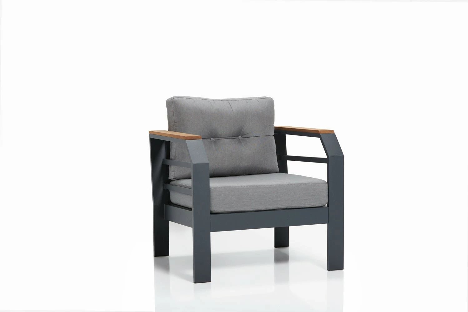 Set lounge për kopsht Skye Decor, 2+1+1+tryezë, gri, e zezë