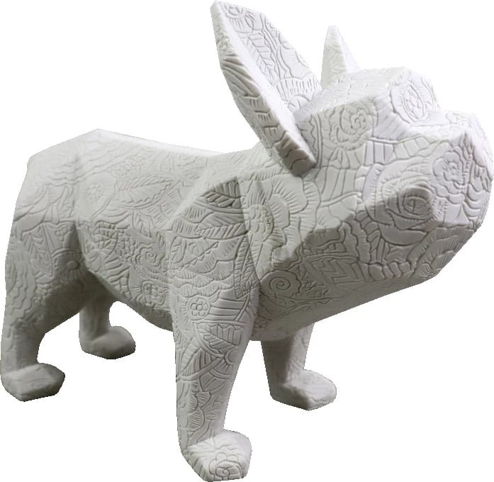 Dekor qen Monty A, i bardhë, polirezine, 23x12x18cm