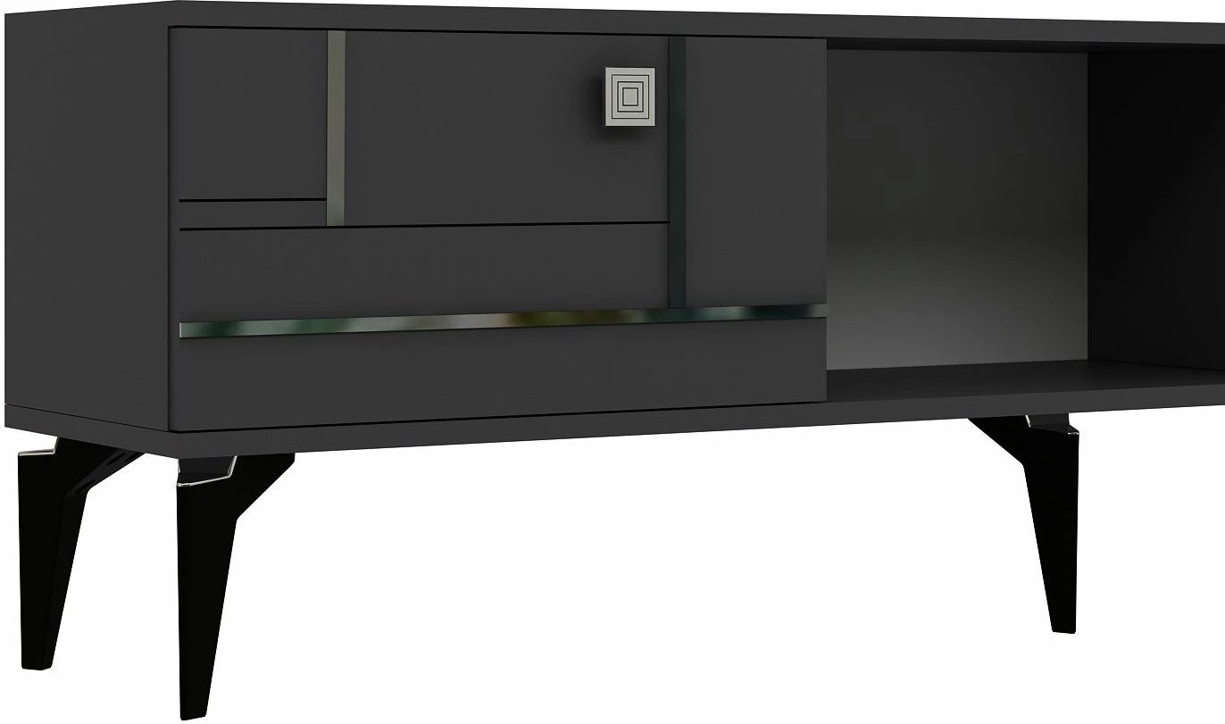 Komodë TV Skye Decor, ngjyrë antracit dhe argjend