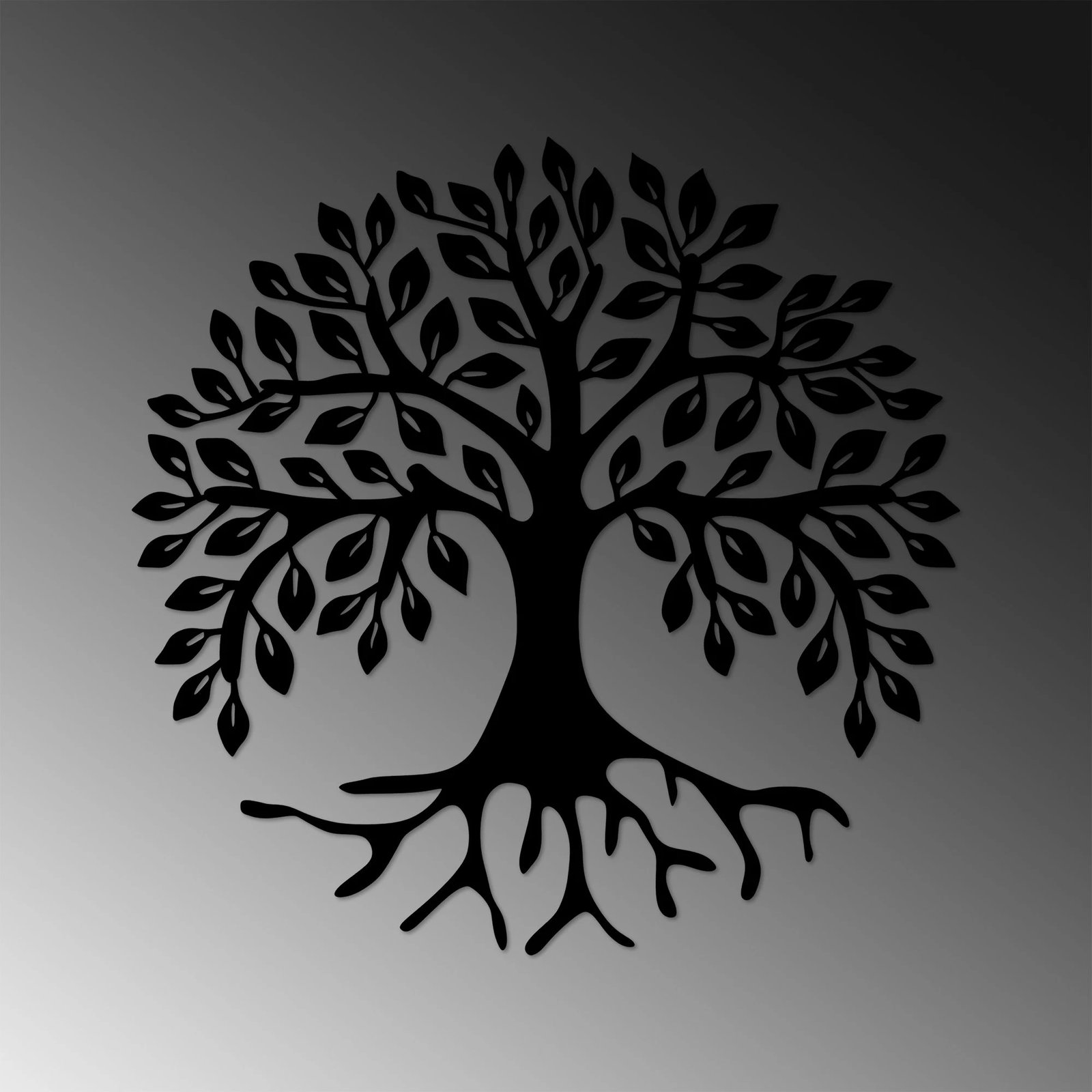 Aksesor dekorativ për mur, metalik, Monumental Tree 10, ngjyrë e zezë, 50x50cm