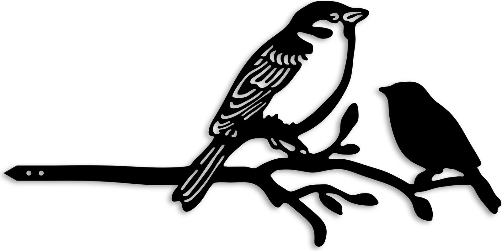 Dekor për kopsht, zogj në degë, ngjyrë e zezë, Aberto Design, 40x20cm