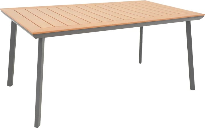 Tavolinë Griffith alumini dhe sipërfaqe tavoline në ngjyrë natyrale, 160x80x74cm