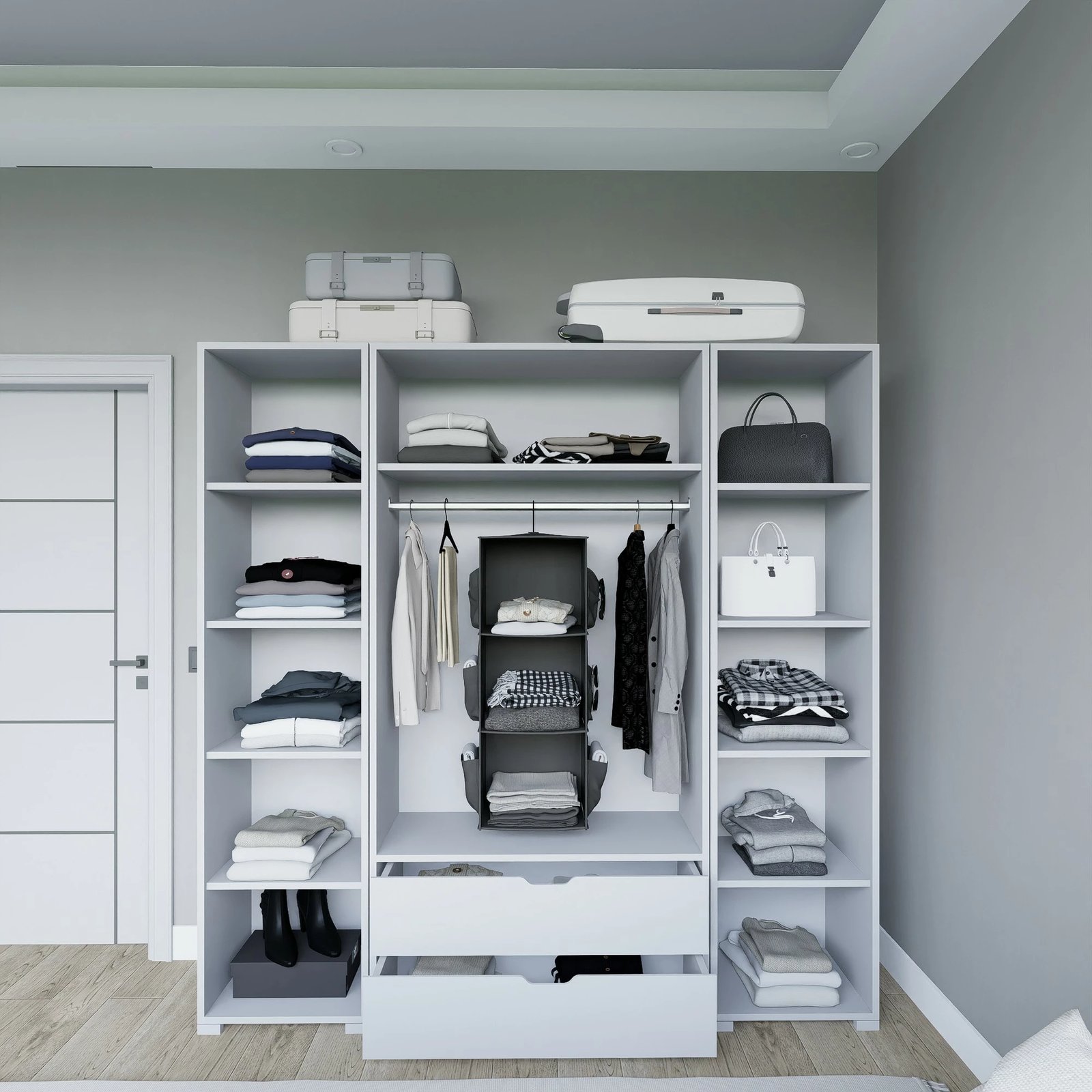 Dollap për rroba, ngjyrë e bardhë mat, Skye Decor Duru 1600-023