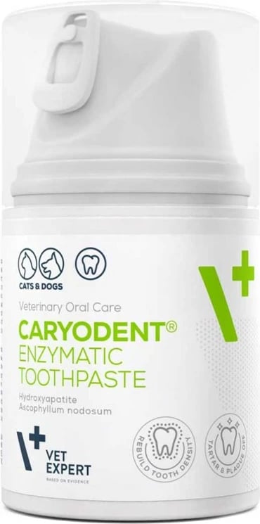 Pastë dhëmbësh enzimatike VetExpert Caryodent për qen dhe mace, 50 ml