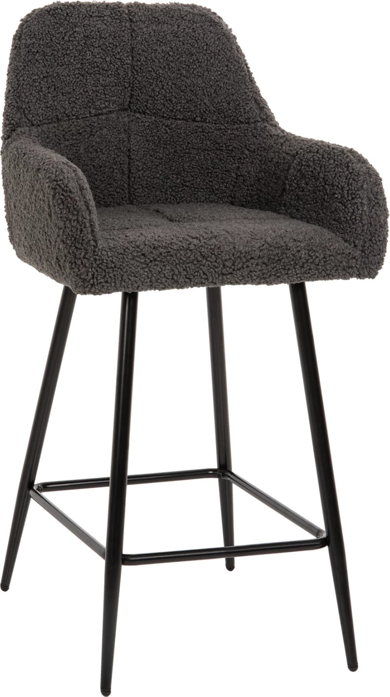 Karrige për bar mesatare STRIKE FH8592.01, ngjyrë gri, këmbë metalike të zeza, 50x50x94,5H cm., set prej 2 copë