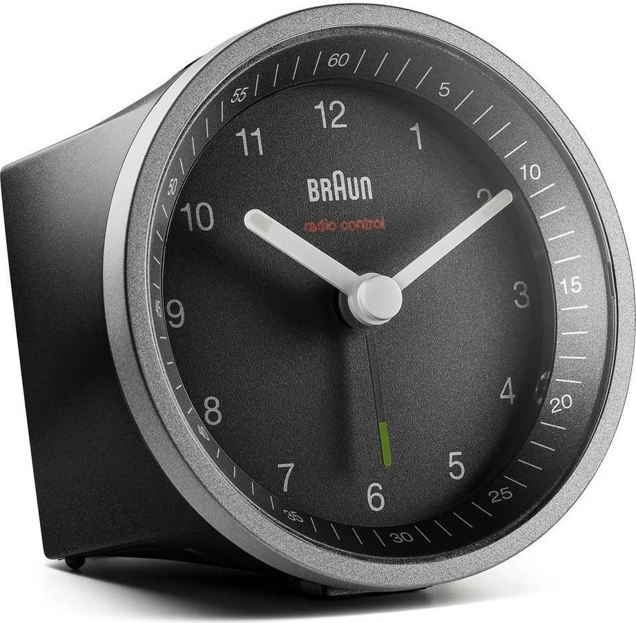Alarm Braun BC07SB-DCF, analog, radio kontroll, zi e argjendtë