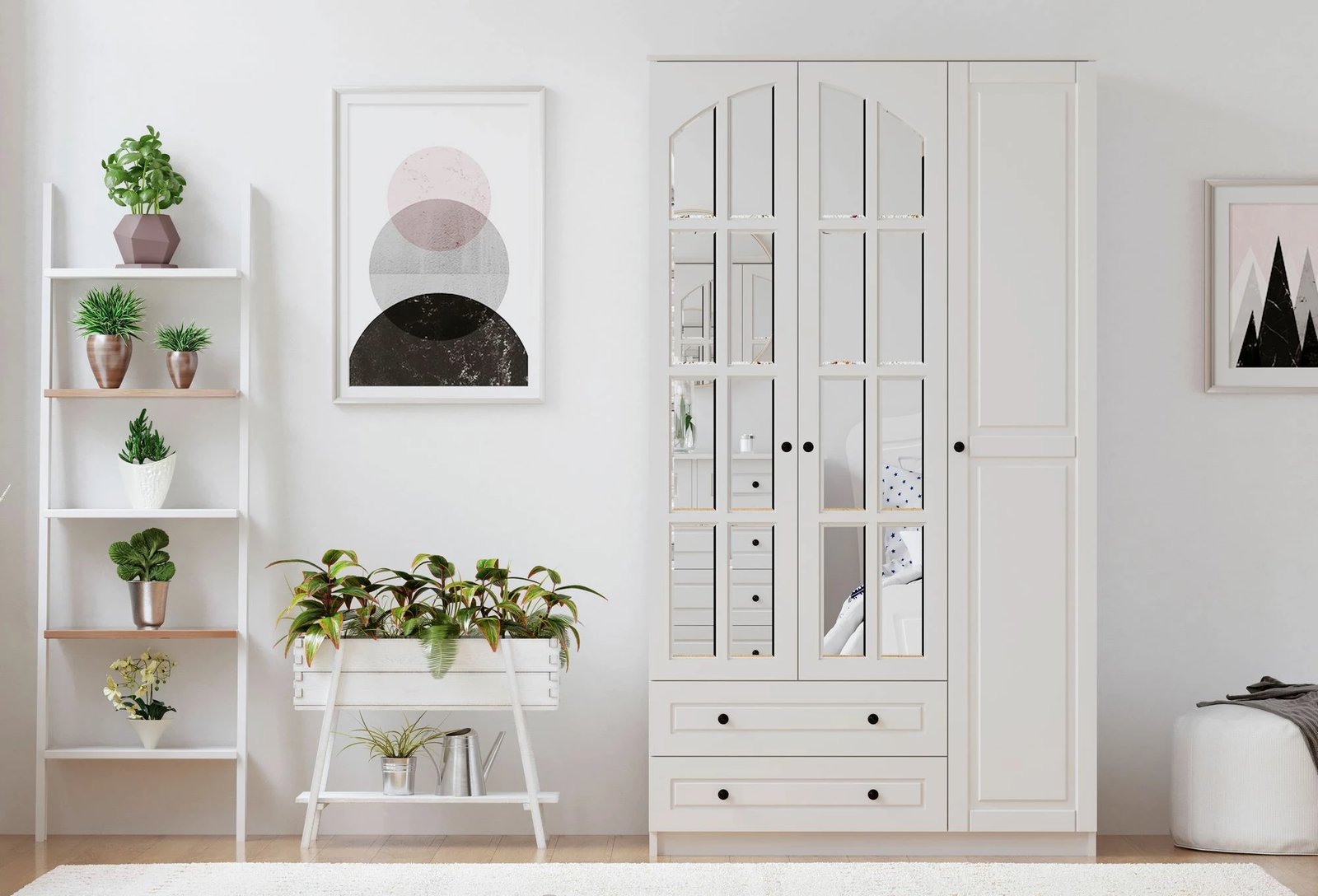 Dollap rrobash Skye Decor, ngjyrë e bardhë mat, RB-011