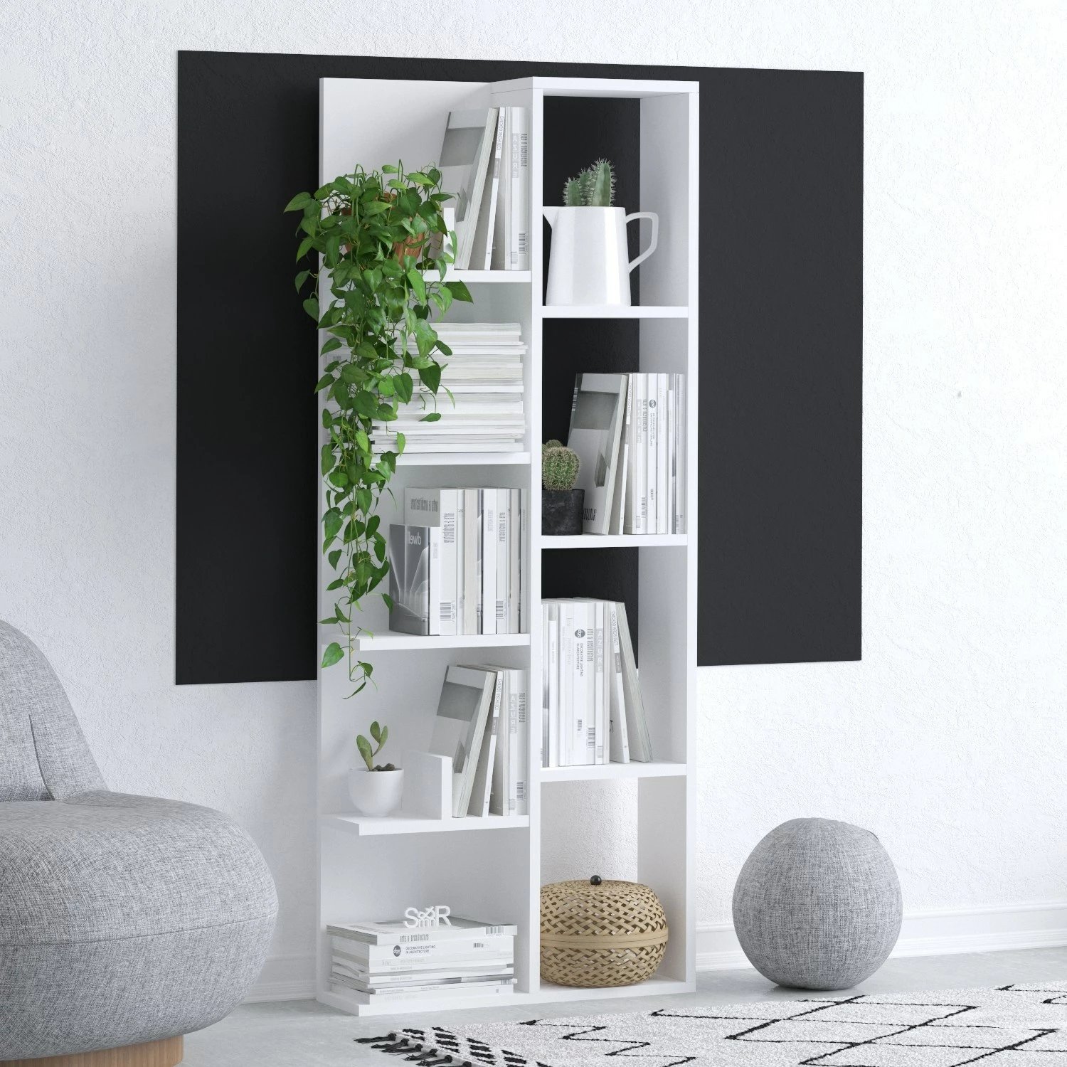 Raft librash Skye Decor, ngjyrë e bardhë, Viva