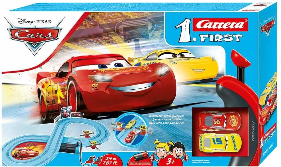 Set pistë garash slot, MILLY MALLY Carrera FIRST Cars Race of Friends 2.4 m, shkallë 1:50, me bateri, 2 makina, multingjyrësh