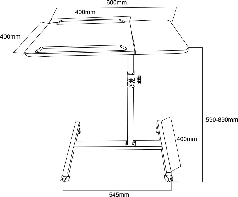 Tavolinë mobile Maclean MC-121 W, për laptop, rregullim lartësie 59-89cm, e bardhë