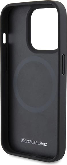 Mbështjellës Mercedes Leather&Alu MagSafe për iPhone 15 Pro Max, argjendtë