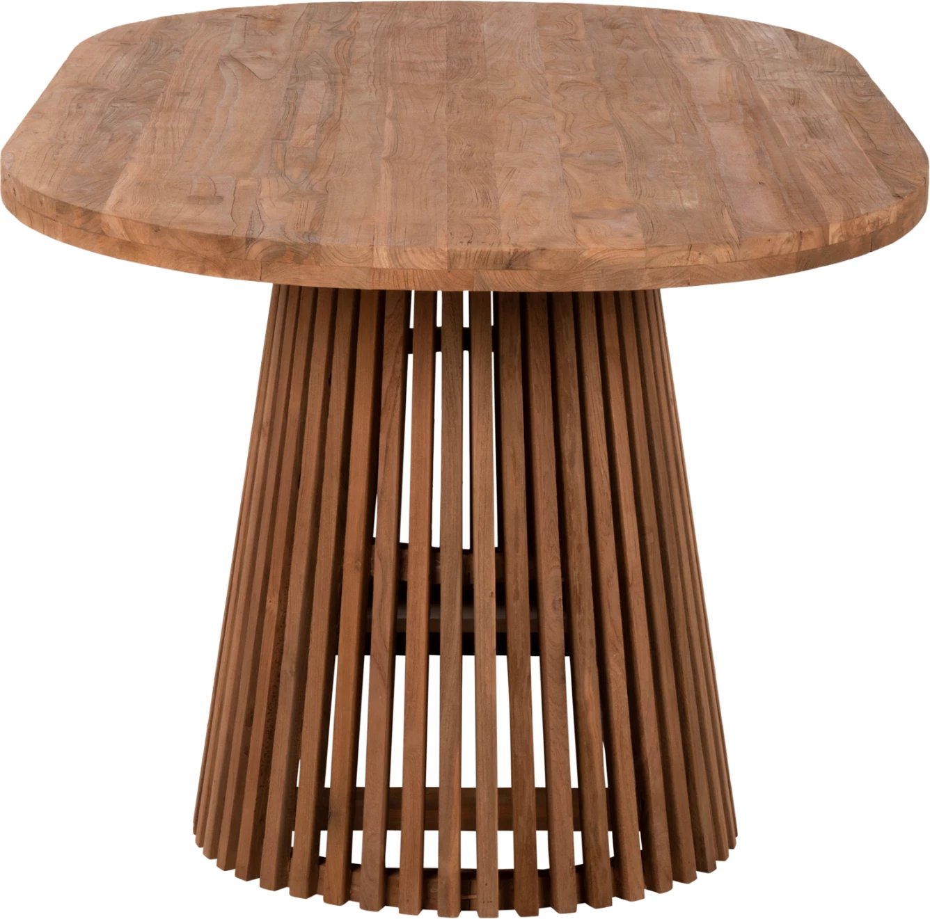 Tavolinë ngrënieje REMIK, dru tik i ricikluar, ngjyrë natyrale, 100x200x75.5 cm, sipërfaqe 4 cm