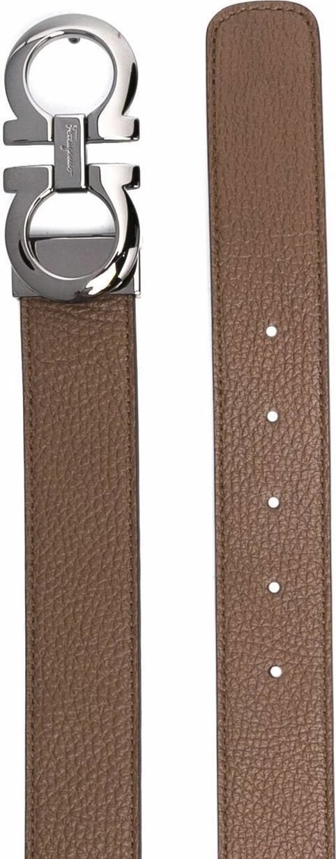 Salvatore Ferragamo Cognac Men's Brown Coated Canvas Reversible Belt