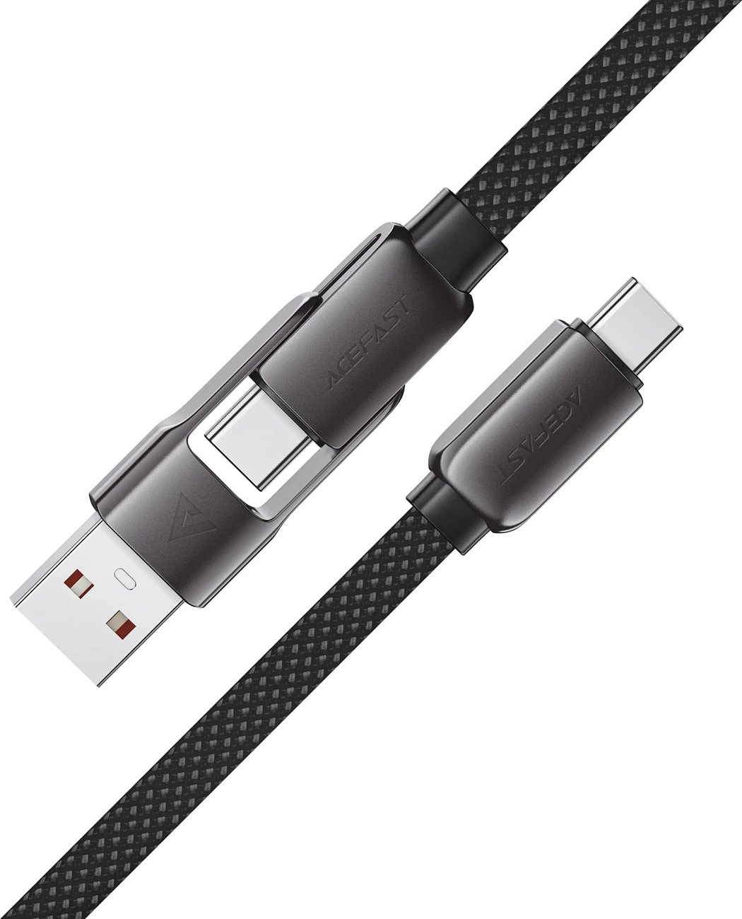 Kabllo Acefast C13-04 USB-C në USB-A/USB-C, 1.2m, 480Mb/s, 3A, e zezë