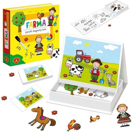 Puzzle magnetik Alexander Farma për fëmijë, 24 pjesë, me pisak dhe karta modeluese
