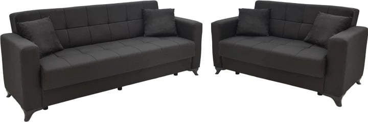 Set për dhomë ndeje 2 copë Modesto, material stof, ngjyrë e zezë