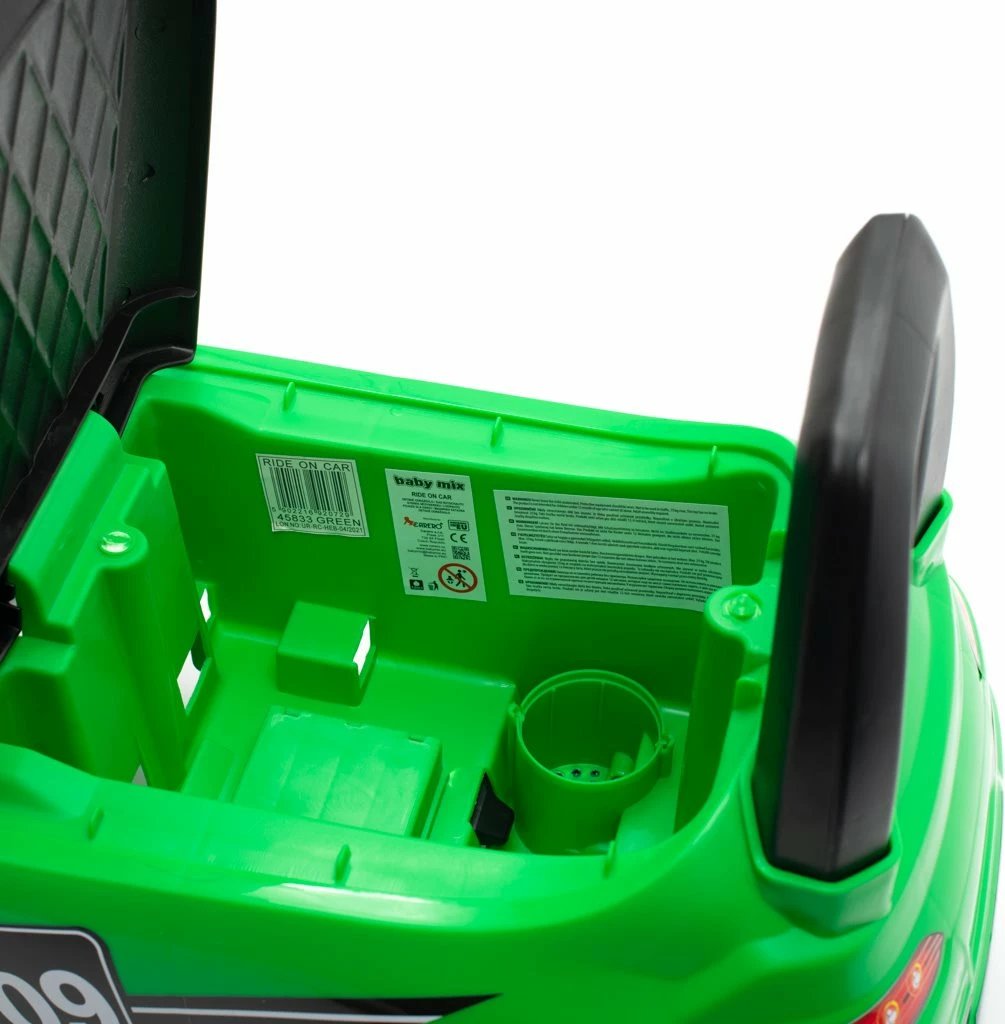 Auto lodër ride-on, Baby Mix, Racer, me panel zëri, 12m+, ngarkesa 25 kg, jeshile