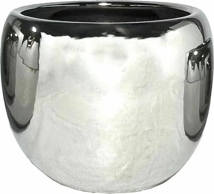 Vazo Argento, qeramike, ngjyrë argjendi, 28x28x24 cm