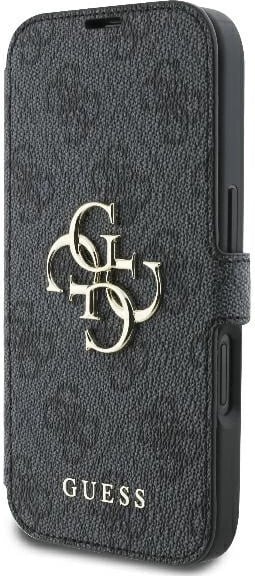 Mbështjellës Guess 4G Metal Logo për iPhone 16, e zezë